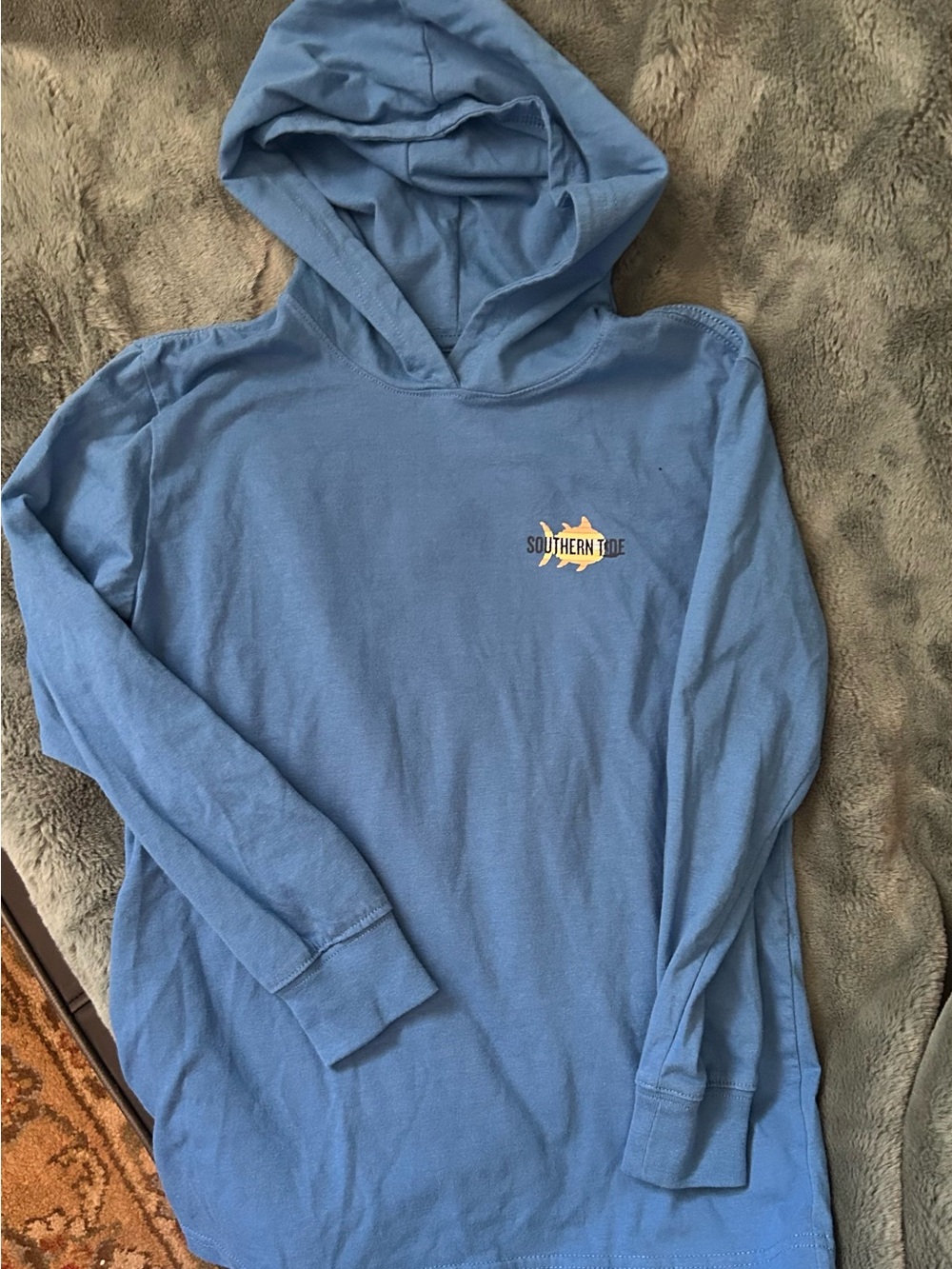 Southern Tide Blue Hooded Long Sleeve Tee size Medium